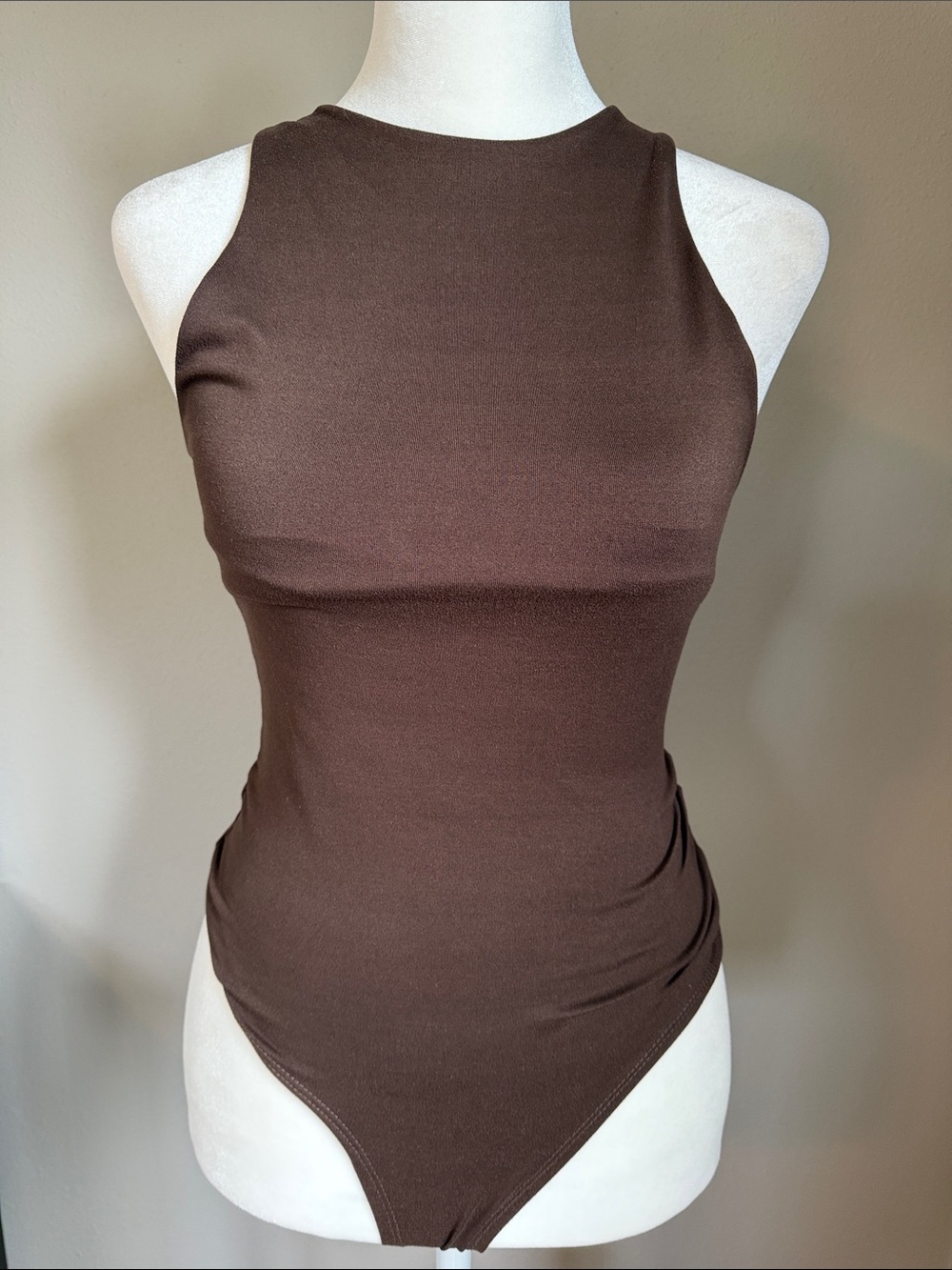 gaze Brown Sleeveless High Neck Bodysuit